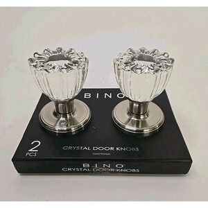 BINO 2 RIBBED CRYSTAL DOOR KNOBS‎ CHROME NICKEL-NIB